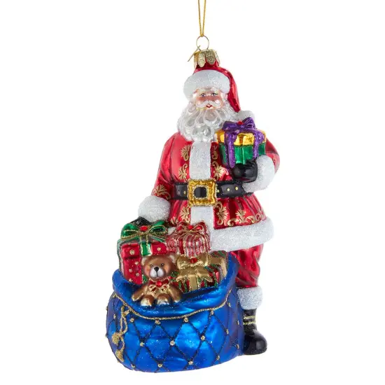 7" Bellissimo Glass Santa with Toys and Gifts Ornament | Luxurious Christmas Tree Decoration {1}