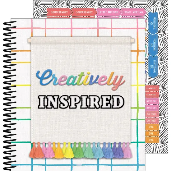 Carson Dellosa Creatively Inspired Planner 2025-2026, Undated 8" x 11" Lesson Plan Book With Stickers, Class Schedule, Weekly Calendar, Homeschool and Classroom Must Haves, Boho School Supplies {1}