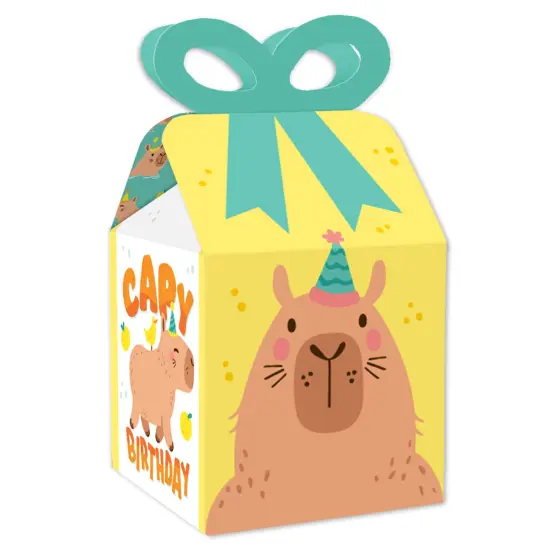 Big Dot of Happiness Capy Birthday - Square Favor Gift Boxes - Capybara Party Bow Boxes - Set of 12 {1}
