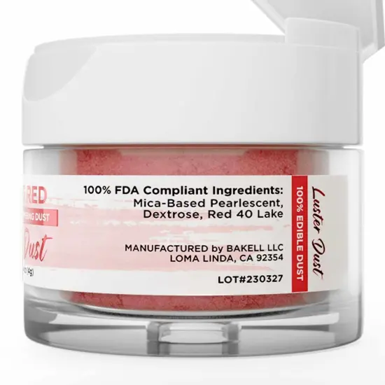 Bakell - Patriot Red Luster Dust (4g, 1x Jar) Edible Vegan Dust & Paint for Baking, Desserts and Beverages {4}