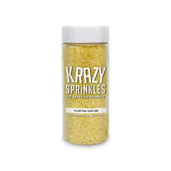 Krazy Sprinkles - Yellow Pearl Sugar Sand (1/2 Cup, 1x Jar) for Cakes, Ice Cream & Cookies {3}