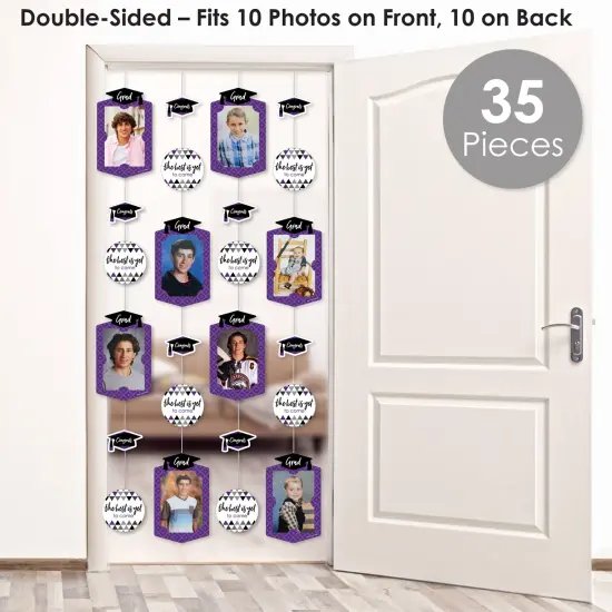 Big Dot of Happiness Purple Graduation Party Vertical Photo Garland 35 Pieces {3}