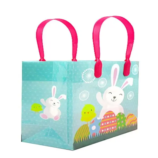 Tiny Mills Easter Party Favor Bags Treat Bags with Handles for Egg Hunt, Easter Candy Bags, Pack of 12 {4}