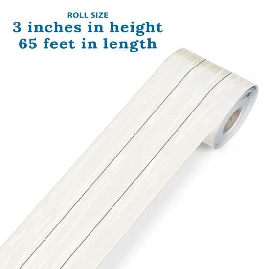 Carson Dellosa Farmhouse 65Ft of White Wood Grain Bulletin Board Borders, 1 Roll of Rustic Trim for Rolling Whiteboard, Cork and Posterboard, Party, Office Decorations, and Classroom Decor {3}