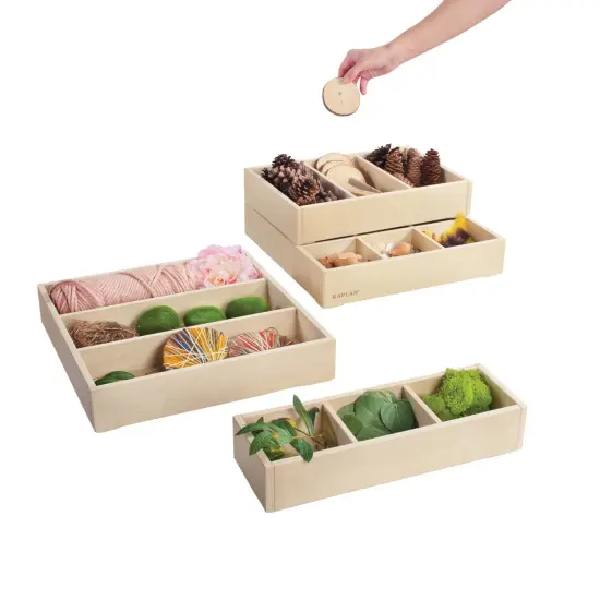Kaplan Early Learning Company Loose Parts Stacking Wooden Trays - Set of 4 {4}