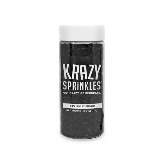 Krazy Sprinkles - Black Jimmies (1/2 Cup, 1x Jar) for Cakes, Ice Cream & Cookies {3}