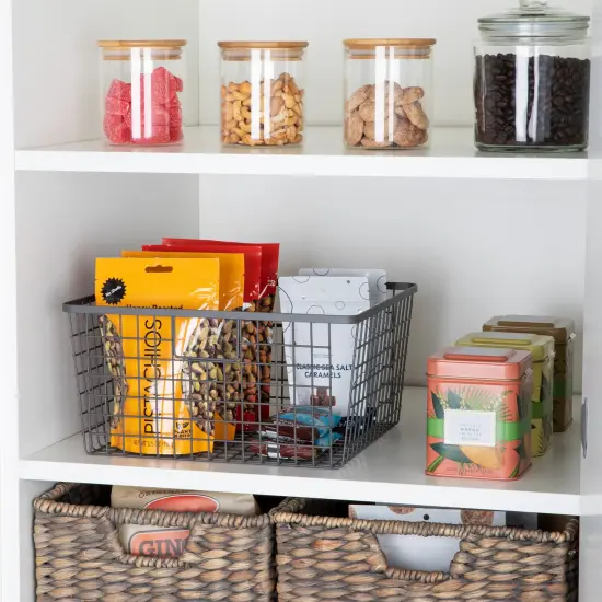 Smart Design Nestable Basket Organizer with Handles - Steel - 12 x 12 x 6 - Gunmetal - Set of 4 {2}