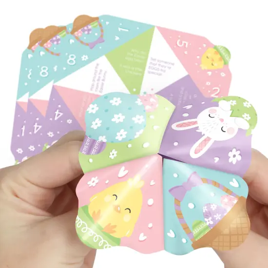 Big Dot of Happiness Spring Easter Bunny - Happy Easter Party Cootie Catcher Game - Jokes and Challenges Fortune Tellers - Set of 12 {1}