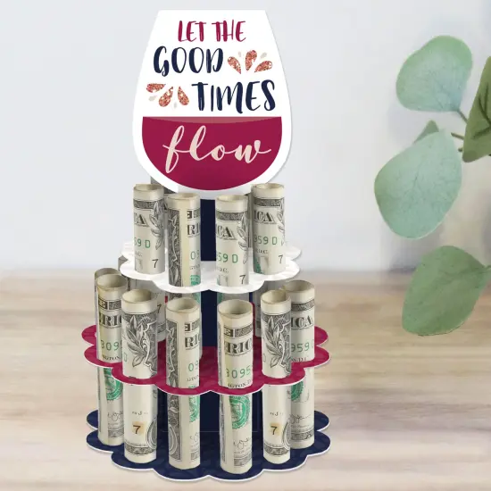 Big Dot of Happiness But First, Wine - DIY Wine Tasting Party Money Holder Gift - Cash Cake {1}