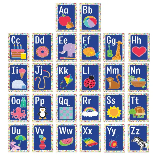 Carson Dellosa 26 pc Set of abc Bulletin Board Decorations, Alphabet Toddler Learning Posters, Letters With Sight Word Images for Sound Recognition, Preschool and Kindergarten Classroom and Wall Decor {1}