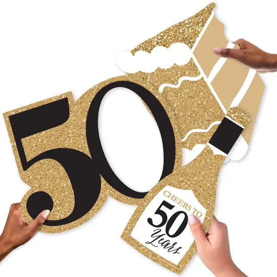 Big Dot of Happiness We Still Do - 50th Wedding Anniversary - Cake, Champagne Bottle & 50 Shape Decorations - Anniversary Party Large Photo Props 3 Pc {6}