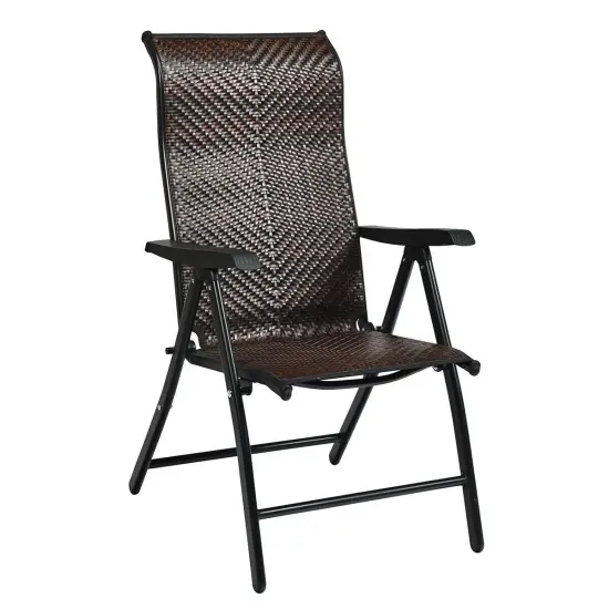 Patio Rattan Folding Chair with Armrest {1}