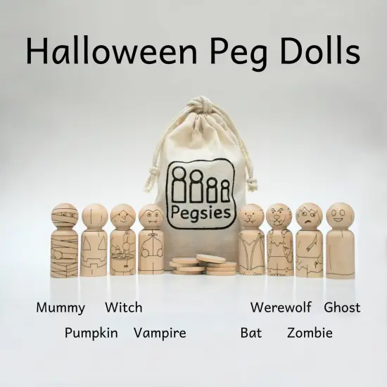 Halloween Peg Doll Set by Pegsies&trade; {6}