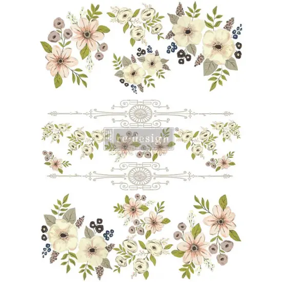 Redesign With Prima Decor Transfers - Painted Florals - total sheet size 24"x 35" , cut into 3 sheets 655350656522 {1}