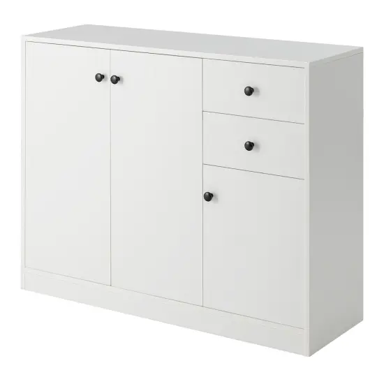 Modern Buffet Sideboard with 2 Pull-out Drawers and Adjustable Shelf for Kitchen-White {1}