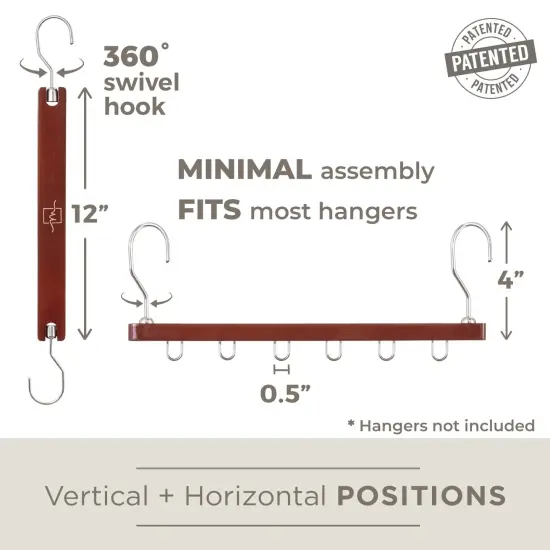 4 Pack European Beechwood Shirt Organizer for Closet - Space Saver Hangers for Clothes - Closet Clothes Organizer Space Saving Collapsible Hanger {4}