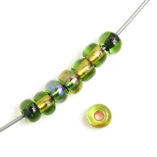 John Bead 6/0 Mixed Czech Glass Seed Beads, 500g Cop Blacklined Green {2}