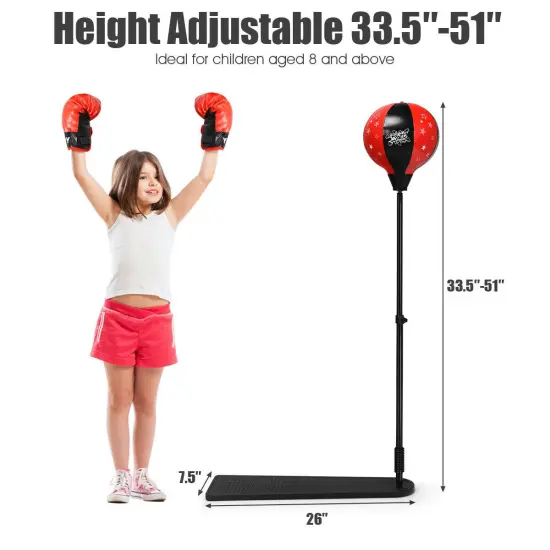 Kids Punching Bag with Adjustable Stand and Boxing Gloves {4}