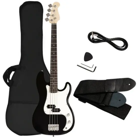 Electric Bass Pick Amp Cord Guitar with Bag Strap-Black {1}