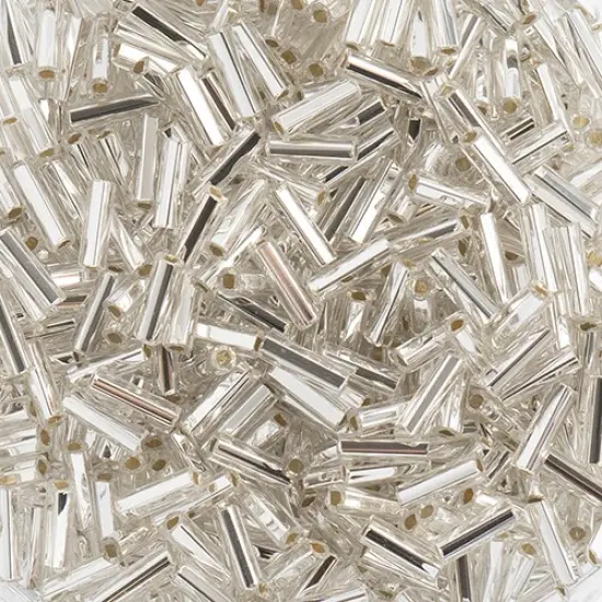 John Bead Size 3 Silver Lined Czech Glass Bugle Beads, 500g Crystal {1}