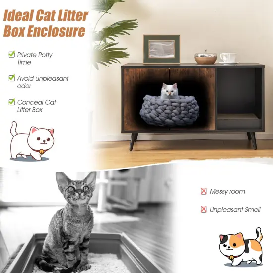 Cat Litter Box Enclosure with Double Door Cabinet {5}
