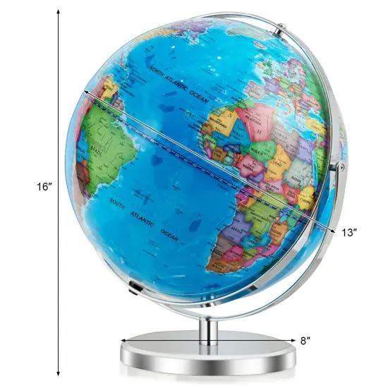 13" Illuminated World Globe 720&Acirc;&deg; Rotating Map with LED Light {4}