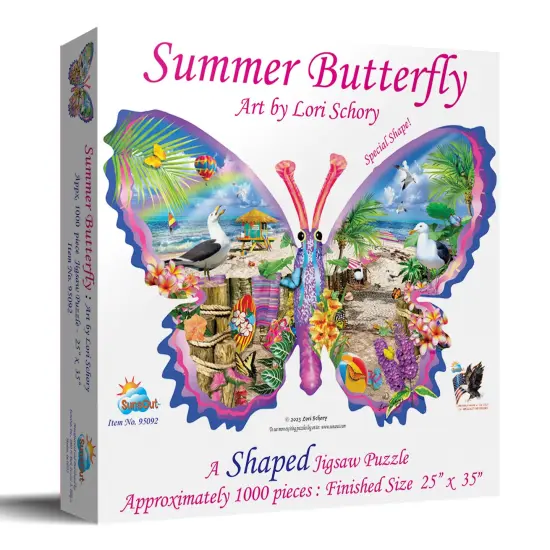 Sunsout Summer Butterfly 1000 pc Special Shape Jigsaw Puzzle 95092 {3}