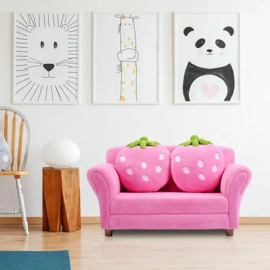 Pink Kids Strawberry Armrest Chair Sofa {4}