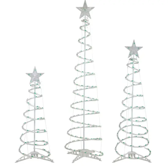 Northlight Set of 3 Green Lighted Spiral Christmas Trees, 3', 4', and 6' {3}