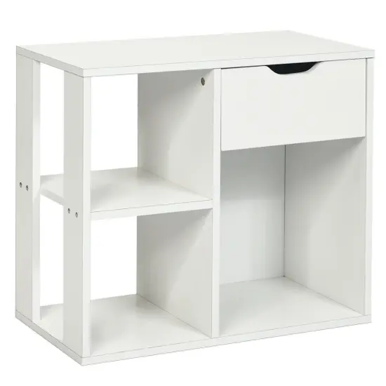 3-tier Side Table with Storage Shelf and Drawer Space {1}