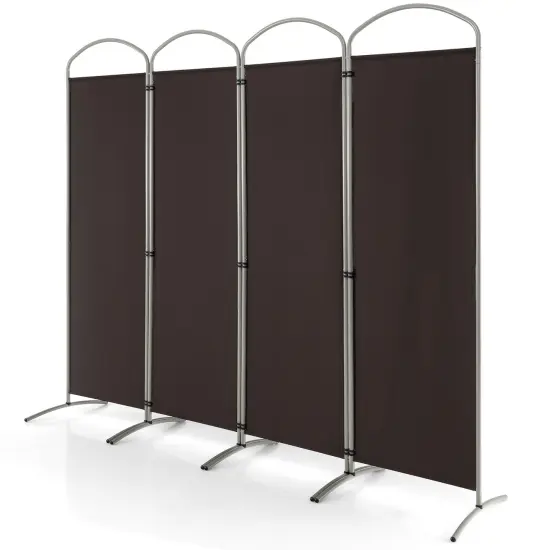 Costway 4 Panels Folding Room Divider 6 Ft Tall Fabric Privacy Screen Black/Brown/Grey/White {8}