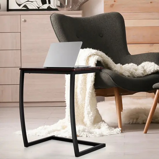 C-shaped Sofa Side End Table with Black Steel Tube Frame {6}