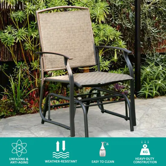 Steel Frame Garden Swing Single Glider Chair Rocking Seating {3}