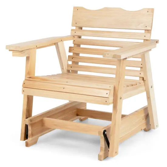 Outdoor Wood Rocking Chair with High Back and Widened Armrests {4}