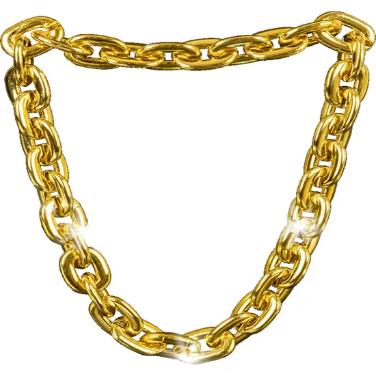 Giant Big Chain Rapper Light Up Gold Necklace Costume Accessory {1}
