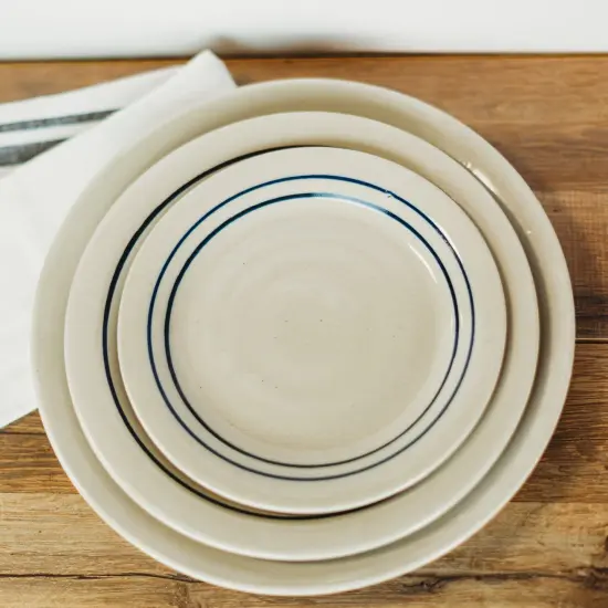 Salad Plate Blue Stripe {4}