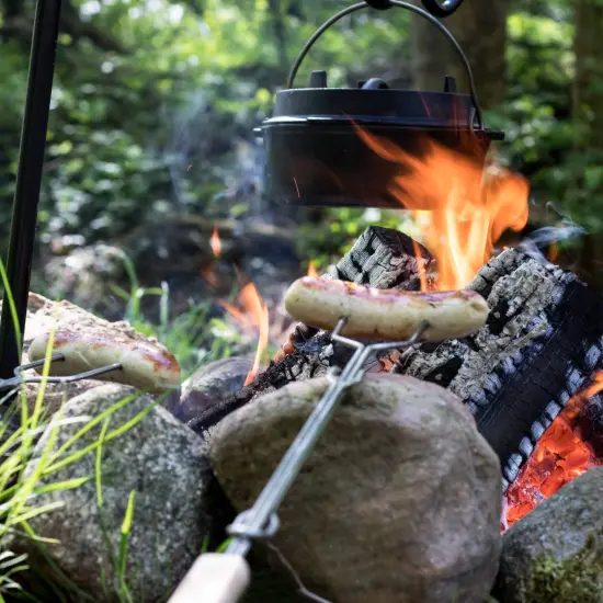 Petromax Campfire Roasting Stick Skewer with Adjustable Handle Straight Prongs LS1, Extends up to 36 inches {5}