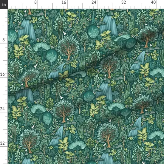 Various Fabrics by the Yard or Fat Quarter Forest Paradise Woodland Nature Wildlife Lush Botanical Green Flora Gender Neutral Baby Custom Printed Fabric by Spoonflower {1}