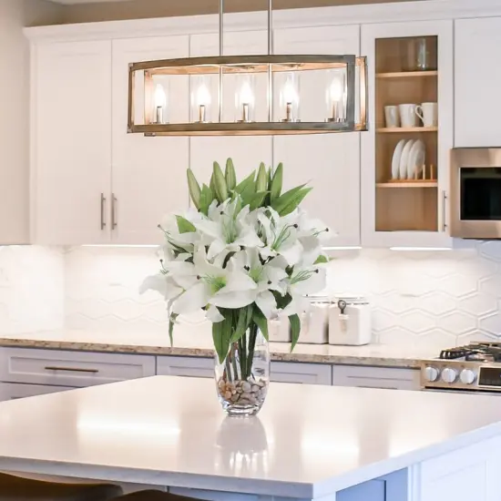 34" Casablanca Lily Stem - Realistic Artificial Silk Flower for Elegant Arrangements, Floral Home by Artificial Flowers {3}