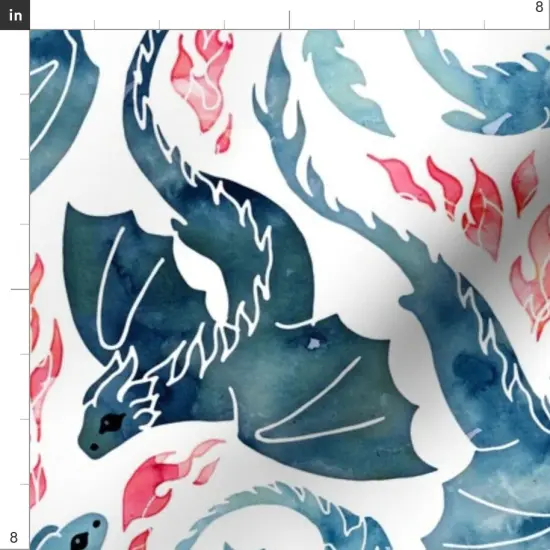 Various Fabrics by the Yard or Fat Quarter Whimsical Dragons Watercolor Mystical Fantasy Cute Flying Fire Breathing Custom Printed Fabric by Spoonflower {4}
