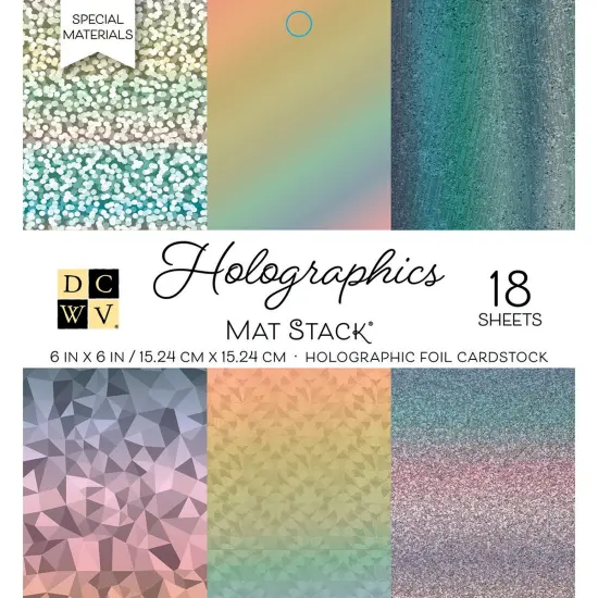 DCWV Single-Sided Cardstock Stack 6"X6" 18/Pkg-Holographics, 6 Designs/3 Each {1}