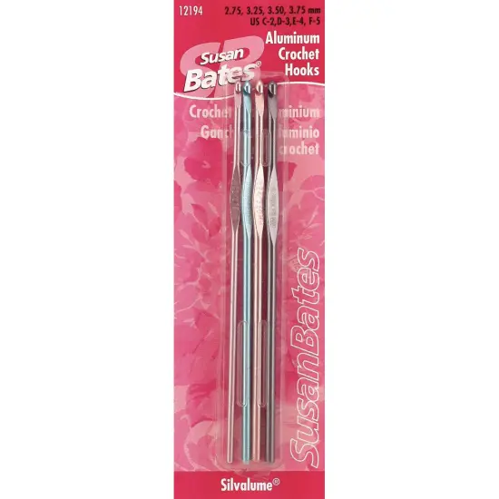 Susan Bates Silvalume Aluminum Crochet Hook Set-Sizes C2 To E4 {1}