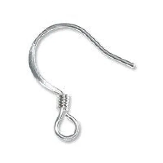 JewelrySupply French Hook Wire Flat with Spring Silver Plated (10-Pcs) {1}