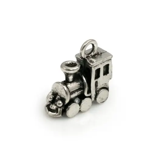 16x15mm Antique Silver Plated Train Charm (Package of 1) {1}