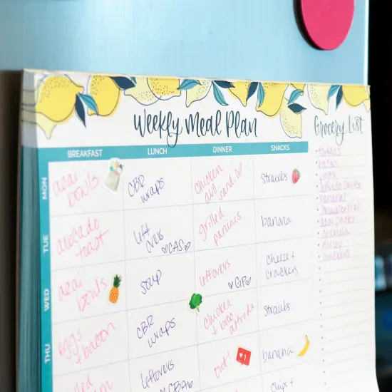 bloom daily planners Planning Pad, 8.5" x 11", Horizontal Meal Planning Pad with Magnets, Lemons {5}