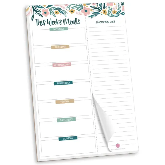bloom daily planners Planning Pad, 6" x 9", Meal Planning Pad with Magnets, Garden Blooms {1}
