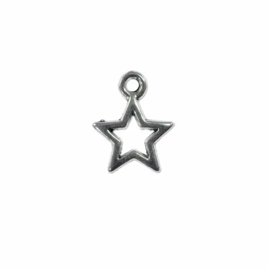 Open Star Charm 13x10mm Pewter Antique Silver Plated (Package of 10) {1}