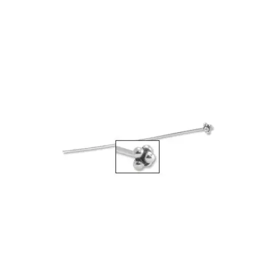JewelrySupply Head Pin - Bali Style 2" 20 Gauge Sterling Silver (1-Pc) {1}