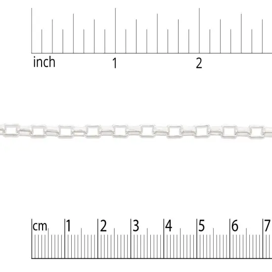 JewelrySupply Rectangular Rolo Link Chain 3mm Silver Plated (Foot) {1}