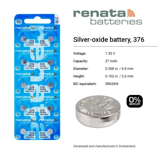 RENATA WATCH BATTERY 1.55V SWISS MADE BATTERIES 376 SR626W {2}